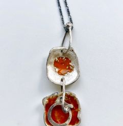 Fiery Dancer orange enamel pendant